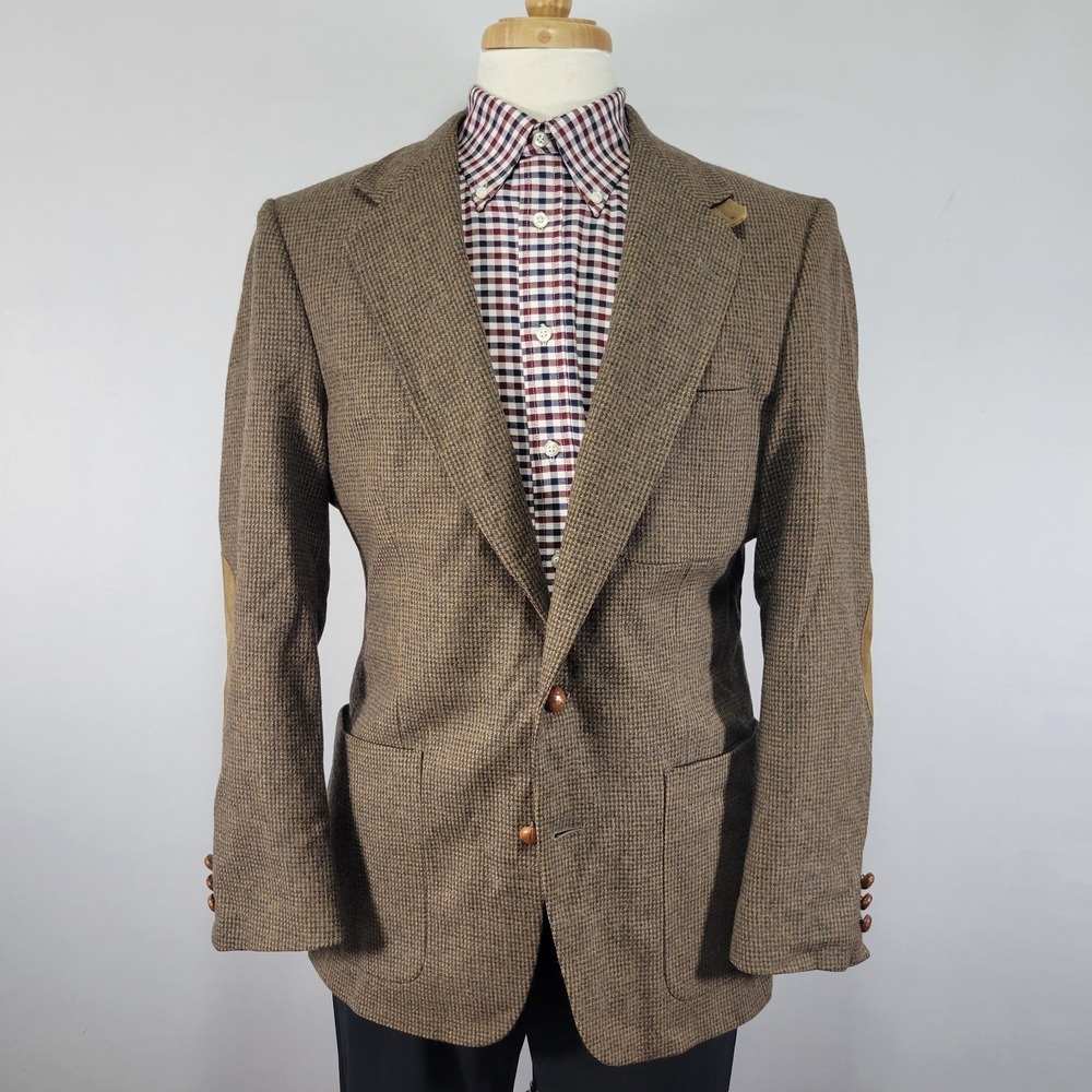 VTG Sutter & Grant Men's Tweed Sport Coat Blazer Two Button Brown Wool‎ Size 40R